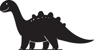 minimaal grappig tekenfilm dinosaurus vector silhouet, silhouet, zwart kleur, wit achtergrond 19