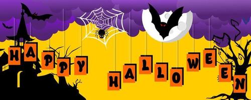 vrolijke halloween-banner, vectorillustratie vector