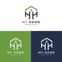 letter hh huis bouwen logo vector sjabloon