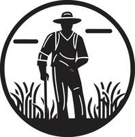 Bijsnijden kampioen boer logo ontwerp agrarisch elegantie boer iconisch embleem vector