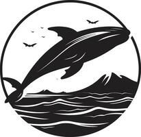 oceanisch odyssee walvis logo ontwerp subliem plons walvis iconisch embleem vector