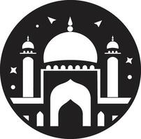 trouw gebouw moskee logo icoon halve maan kam iconisch moskee embleem vector