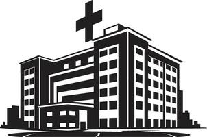 genezen citadel kliniek embleem vector heiligdom structuur ziekenhuis gebouw embleem