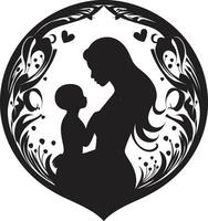 eeuwig binding iconisch moederschap logo gekoesterd verbinding embleem van moeders dag vector