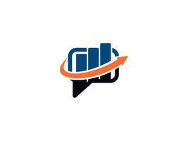 financieel logo ontwerp. statistisch logo. chatbox met toenemen symbool logo ontwerp. pijl ontwerpen voor financieel bedrijven vector
