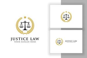 Justitie wet badge logo ontwerpsjabloon. embleem van advocaat logo vector ontwerp. schalen vector illustratie