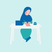 hijab vrouw werken Aan bureau vector