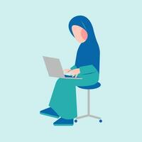 hijab vrouw werken Aan bureau vector