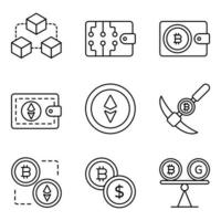 cryptocurrency lijn pictogrammen sets vector