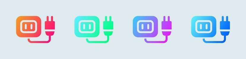 stopcontact solide icoon in helling kleuren. macht plug tekens vector illustratie.