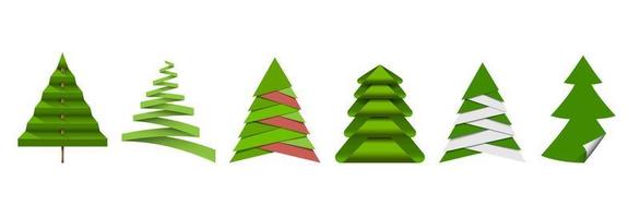 kerstboom, verschillende papieren origami-elementen vector