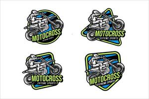 super moto staand insigne logo ontwerp reeks verzameling voor sport en avontuur vector