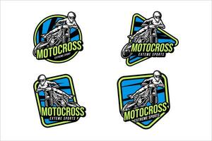 motorcross extreem sport insigne logo ontwerp reeks verzameling voor sport en avontuur vector
