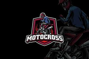 super moto esport mascotte logo ontwerp voor sport en avontuur vector