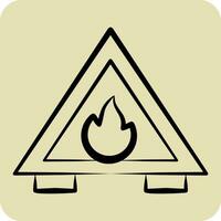 icoon brand gevaar. verwant naar brandweerman symbool. hand- getrokken stijl. gemakkelijk ontwerp bewerkbaar. gemakkelijk illustratie vector