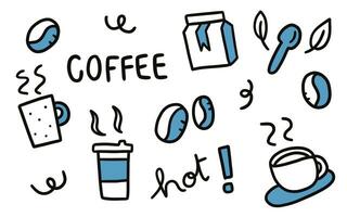 doodles ochtend- koffie reeks vector