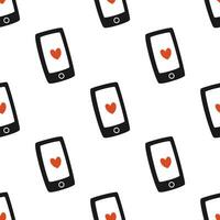 naadloos patroon met telefoons voor valentijnsdag dag en bruiloft vector