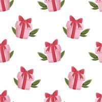 naadloos patroon met roze geschenk dozen voor valentijnsdag dag en bruiloft vector