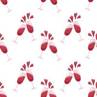 naadloos patroon met wijnglazen voor valentijnsdag dag en bruiloft vector
