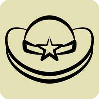 icoon cowboy hoed. verwant naar hoed symbool. hand- getrokken stijl. gemakkelijk ontwerp bewerkbaar. gemakkelijk illustratie vector