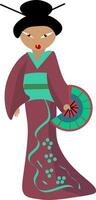 een tekenfilm Japans vrouw in een kimono vector