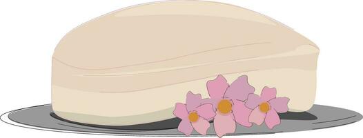 een wit taart met roze bloemen Aan top vector