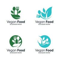 veganistisch voedsel logo vector ontwerp illustratie met creatief element concept