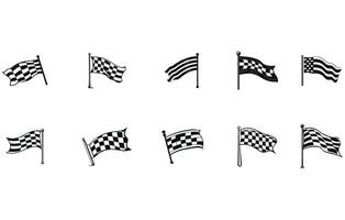 racing vlaggen illustratie.vector zwart en wit gekruiste racing geruit vlaggen vector