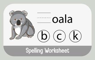 zoek ontbrekende letter met koala vector