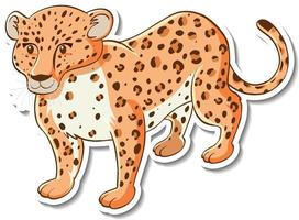 stickerontwerp met schattige geïsoleerde luipaard vector
