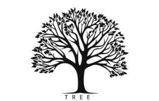 boom silhouetten vector illustratie, boom silhouet geïsoleerd Aan wit achtergrond