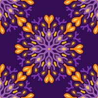 geel Purper magenta paars lavendel mandala naadloos patroon bloemen bloem creatief wijnoogst ontwerp achtergrond vector illustratie