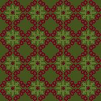 groen rood mandala kunst naadloos patroon bloemen creatief ontwerp achtergrond vector illustratie