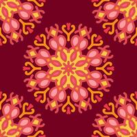 geel rood mandala bloemen creatief naadloos patroon ontwerp achtergrond vector illustratie