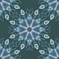 blauw turkoois aqua menthe mandala wijnoogst bloemen interieur naadloos vlak ontwerp achtergrond vector illustratie