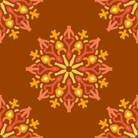 naadloos patroon oranje geel mandala bloemen creatief ontwerp vector illustratie achtergrond