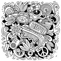 hippie hand- getrokken vector doodles illustratie