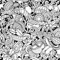 tekenfilm doodles Seychellen naadloos patroon. vector