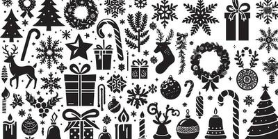 reeks van Kerstmis ontwerp elementen vector silhouet