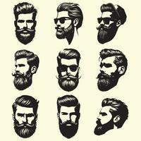 gebaard man's gezicht hipster karakter mode silhouet avatar vector