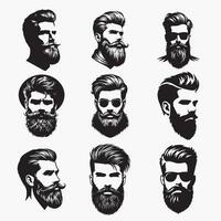 gebaard man's gezicht hipster karakter mode silhouet avatar vector