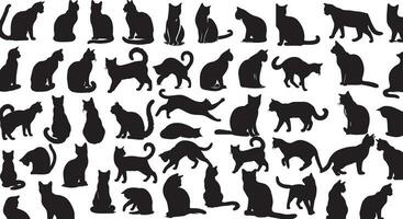 katten silhouet set, katten verzameling vector