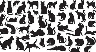 katten silhouet set, katten verzameling vector