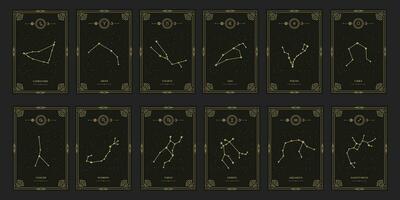 hemel- mystiek dierenriem horoscoop sterrenbeelden. dierenriem astrologie horoscoop set. vector