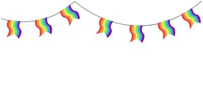 lgbt guirlande. regenboog kleur wimpels ketting. lgbtq vlaggedoek decoratie. viering golvend vlaggen voor trots decoratie. regenbooggors slinger vector illustratie. banier achtergrond kopiëren ruimte.