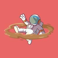 astronaut karakter omringd door koffie vector illustratie. drankje, techniek, merk ontwerp concept.