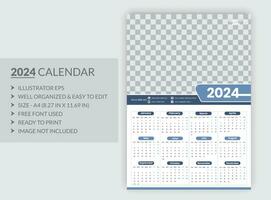 modern stijl nieuw jaar 2024 kalender sjabloon vector