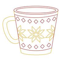 schattig vakantie mok met ornament. Kerstmis koffie mok in vlak stijl. lijn kunst. vector