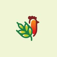 kip logo ontwerp met groen tarwe vector