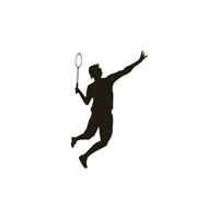 vector illustratie - mannen zijn spelen badminton aanval met verpletterend shuttle - vlak tekenfilm stijl